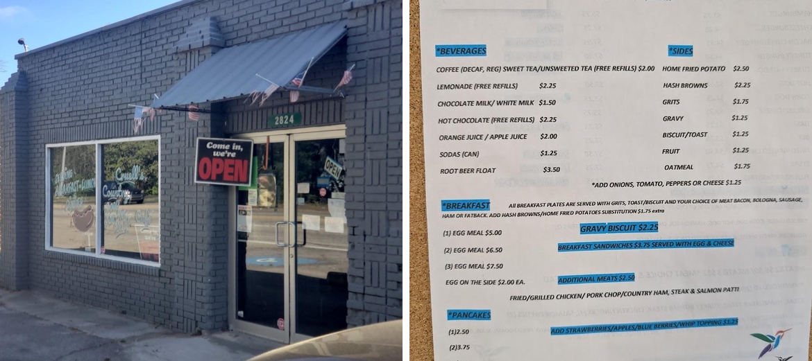 Cruell's Country Menu