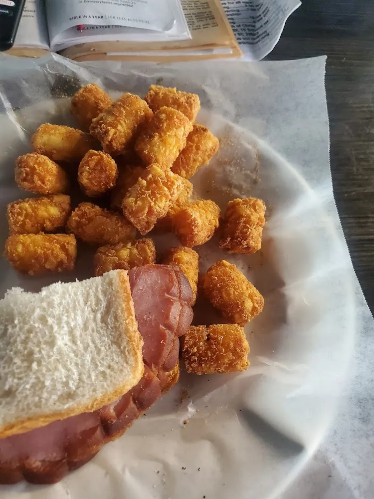 Ham Sandwich with Tots