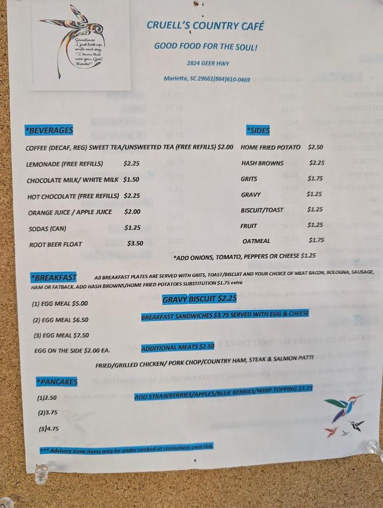 Cruell's Country Menu image 1
