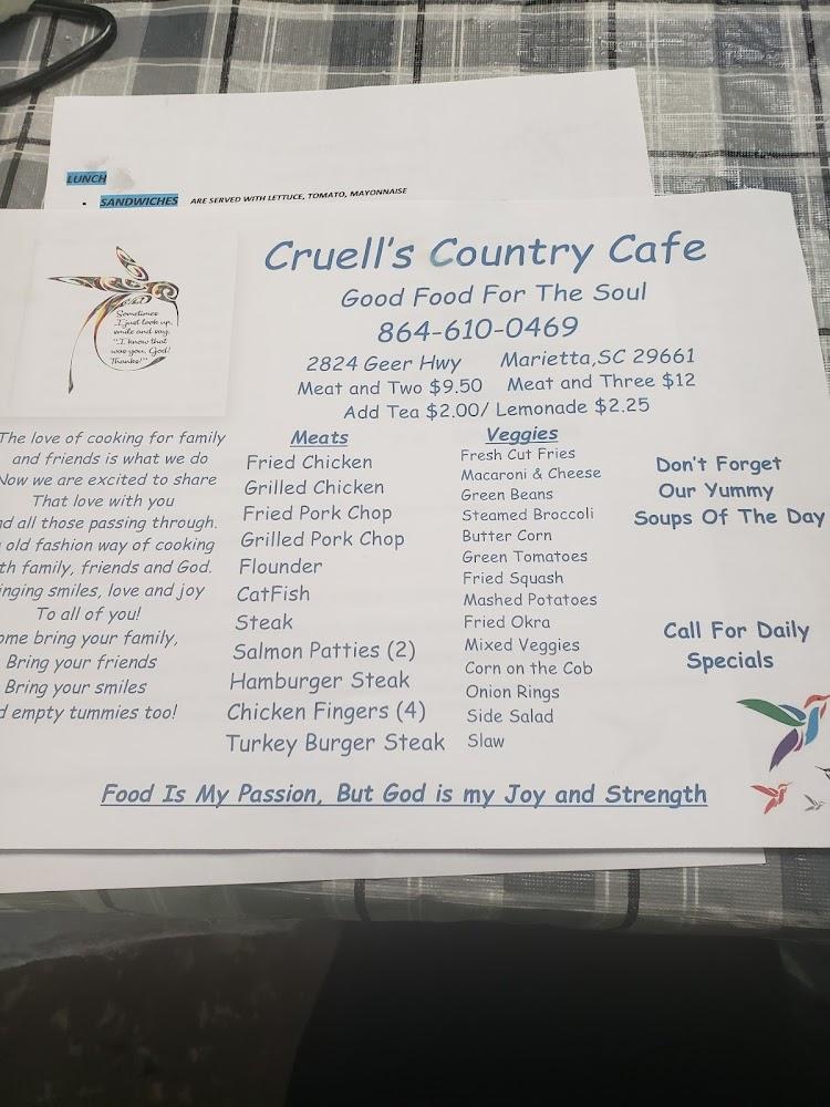 Cruell's Country Menu image 2